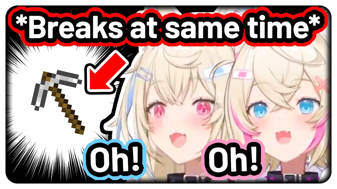 When FUWAMOCO are 200% in sync, they break their pickaxes at the same time 【Hololive EN】