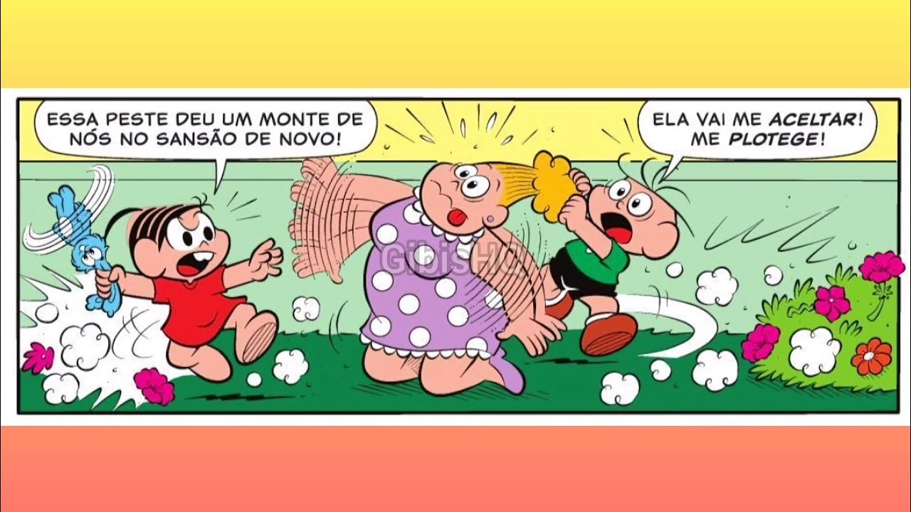 Mônica e Cebolinha destruíram o jardim da dona Carmen/Quadrinhos/Gibis/