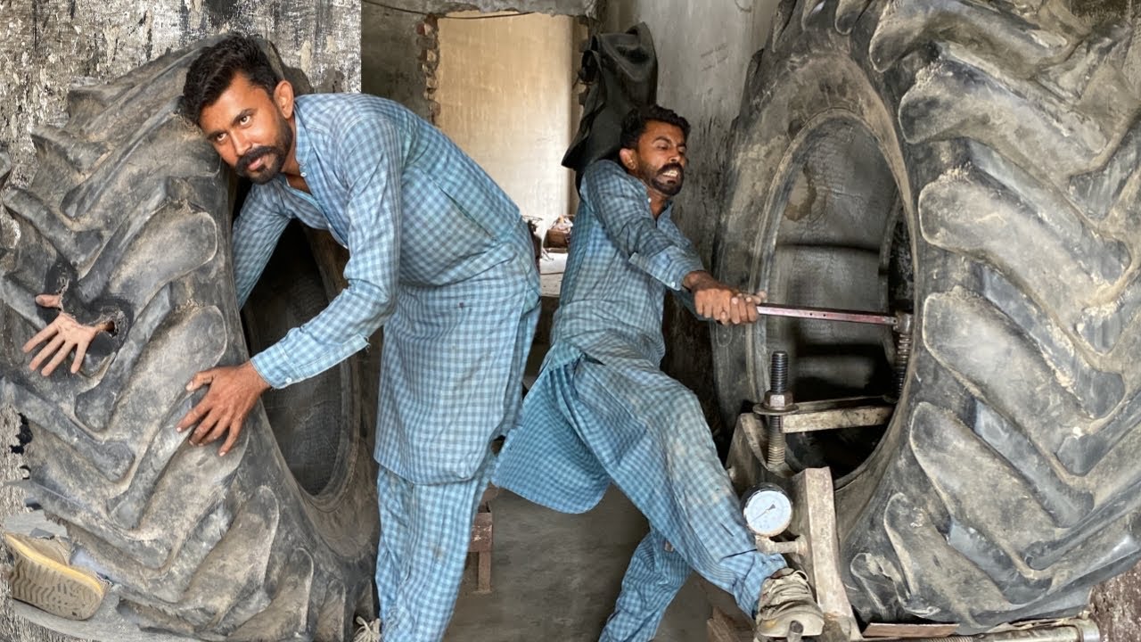 Repair a giant tire in local workshop || how repair a big tire