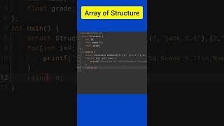 C language Array of Structure #shorts