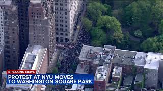 Protest at NYU moves to Washington Square Park