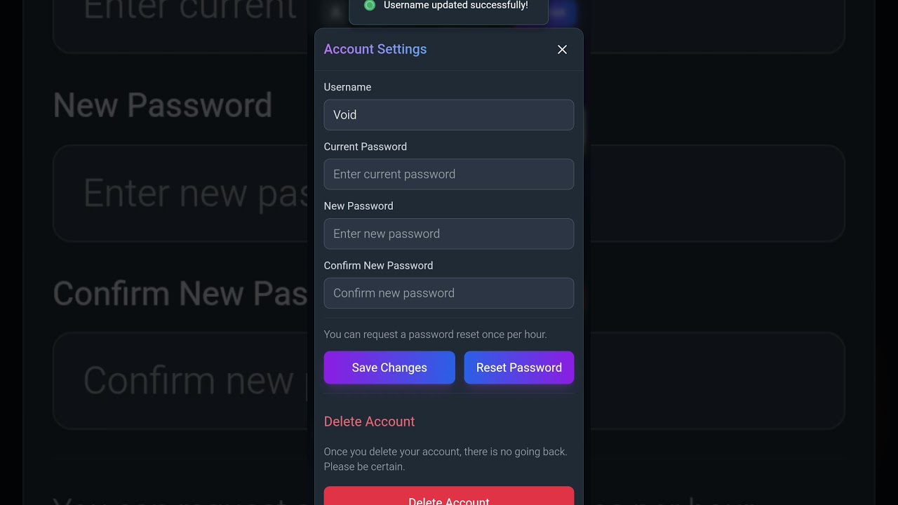 How to change username and password on account settings for Nazarix