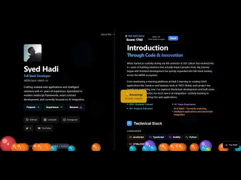 The Best Portfolio  with Ball Shooting Game & Effects | Next.Js #vibecoding #javascript #react