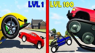 Level 1 Rookie Vs. Level 100 Boss - Beamng Drive