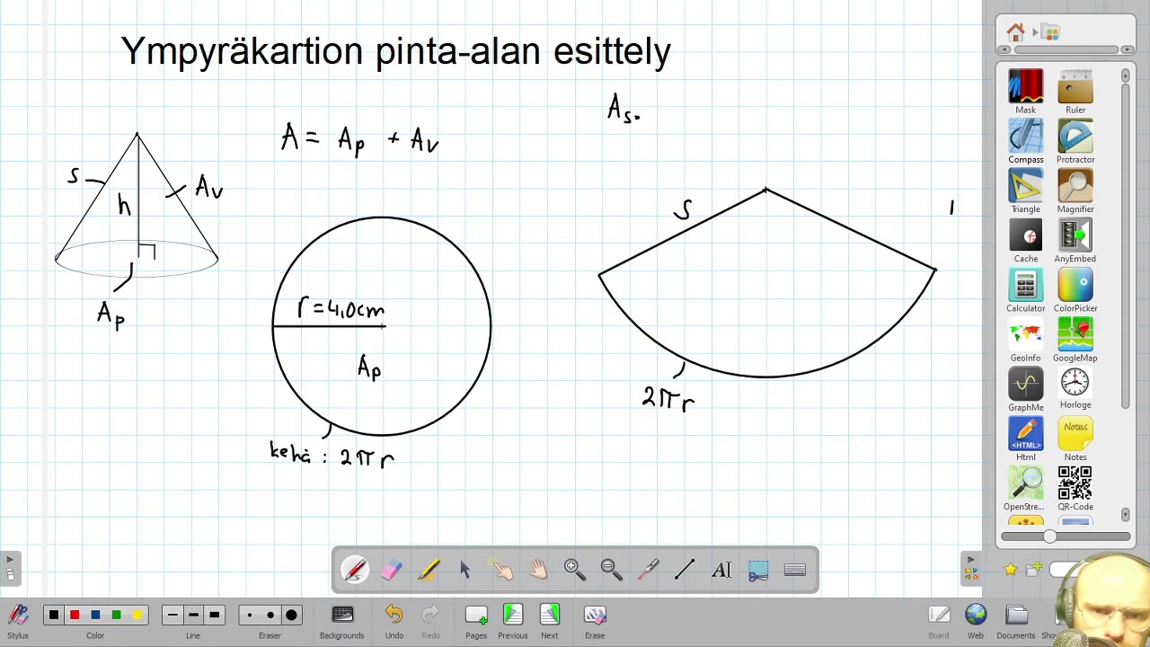 11.0 (xxx) Ympyräkartion pinta alan johtaminen
