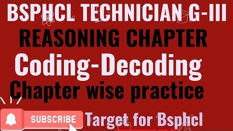 BSPHCL Reasoning 2024 | BSPHCL TECH-III REASONING | Codung-Decoding by Gupta sir.....