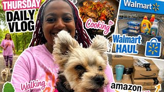 Walking park-weight loss update-Girl talk-Cooking-Amazon and Walmart Haul and Good news 