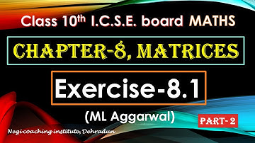 ML Aggarwal, class 10th ICSE board, chapter 8, Matrices, part 2, exercise 8.1