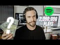 How Much Spotify Pays Me for 2 MILLION Streams