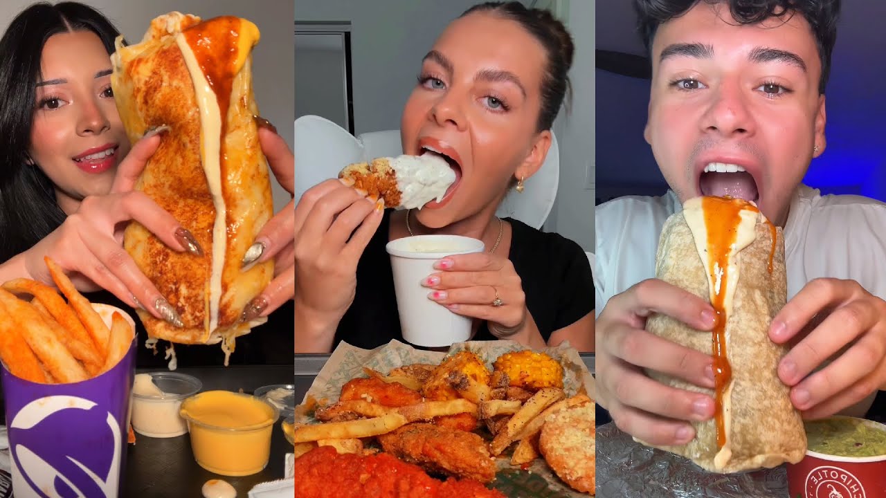TIKTOK Мукбанг, подборка | Taco Bell, Wingstop, Chiptole, Subway, Jollibee и многое другое!