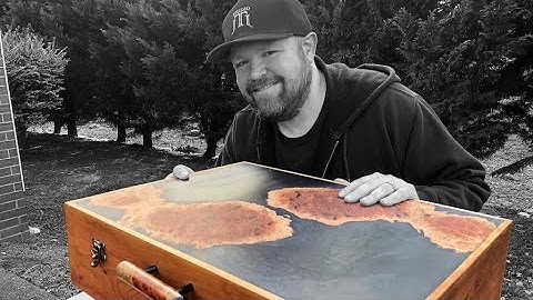 Resin & Wood - Modern End Table Made with Cherry, Burl, & Resin