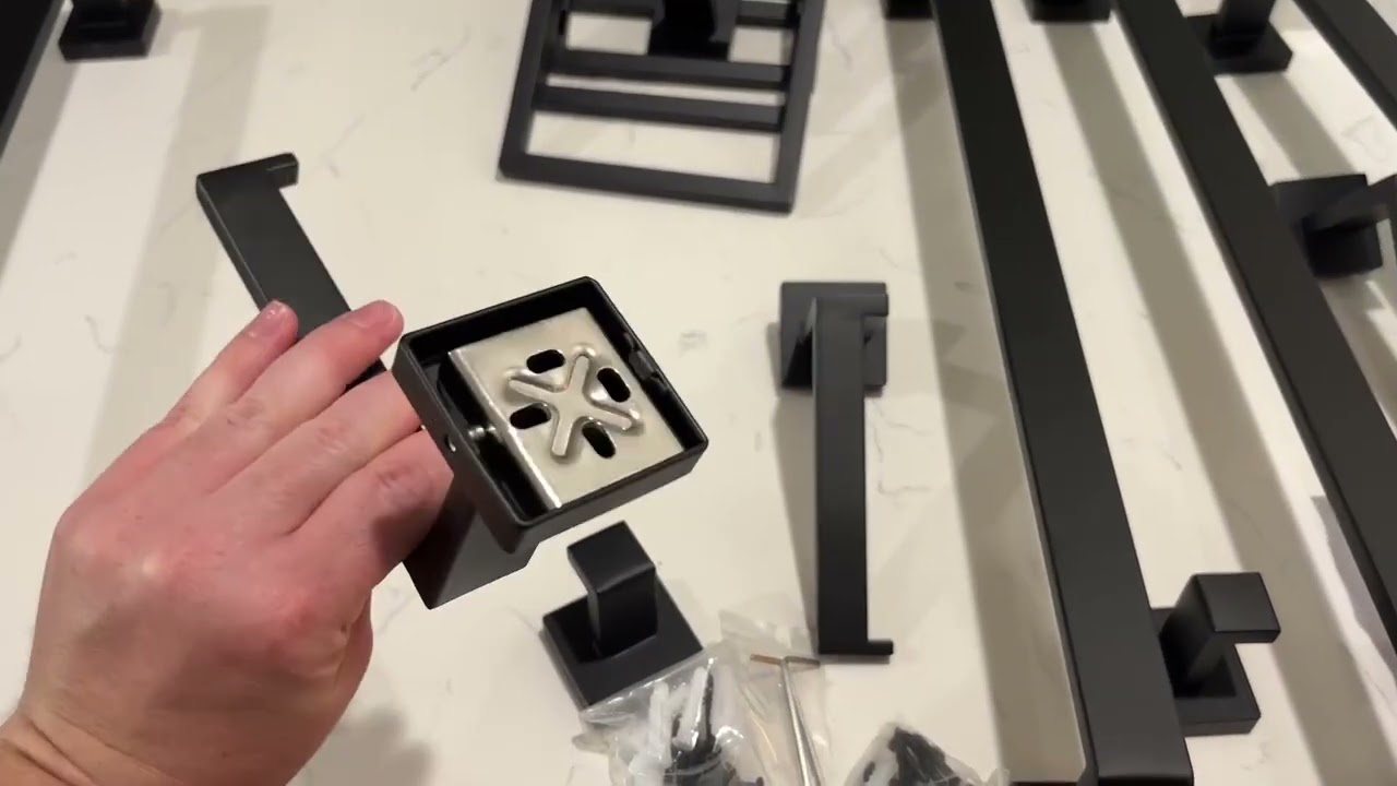 Обзор набора фурнитуры для ванной комнаты FEILERN из 20 предметов, матово-черного цвета, и держат...