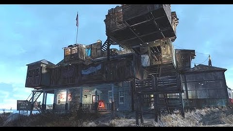 Fallout 4 Spectacle Island Settlement Tour NO MODS _ Destroyed House Re-build and Rooftop Bar _ PS5!