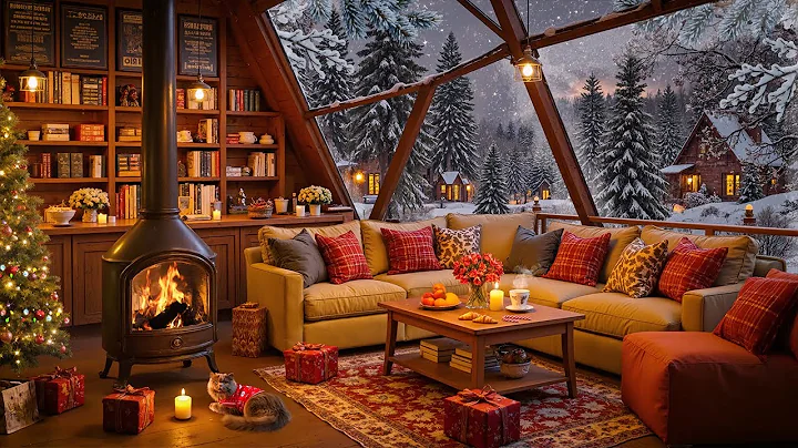 Cozy Winter Cabin Ambience Music 🔥 Relaxing Smooth Jazz & Fireplace Sounds for Study Time