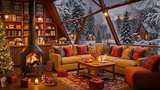 Cozy Winter Cabin Ambience Music 🔥 Relaxing Smooth Jazz & Fireplace Sounds for Study Time screenshot 1