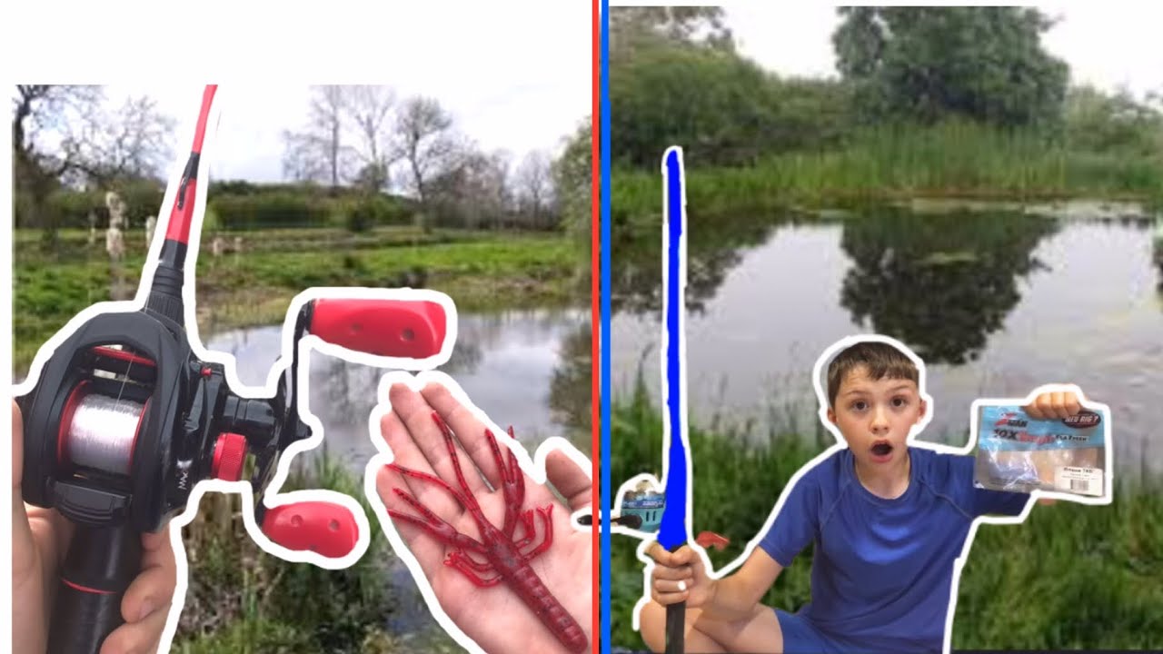 RED vs BLUE BASS Fishing lure challenge!!!!!