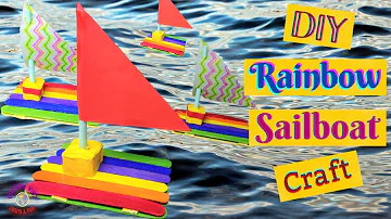 Rainbow sailboat craft | Popsicle stick Boat
