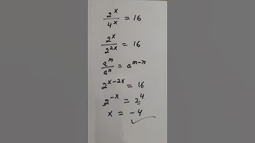 2^x/4^x=16 Nice exponent | Math Olympiad Algebra solution#maths #shorts #mathstricks
