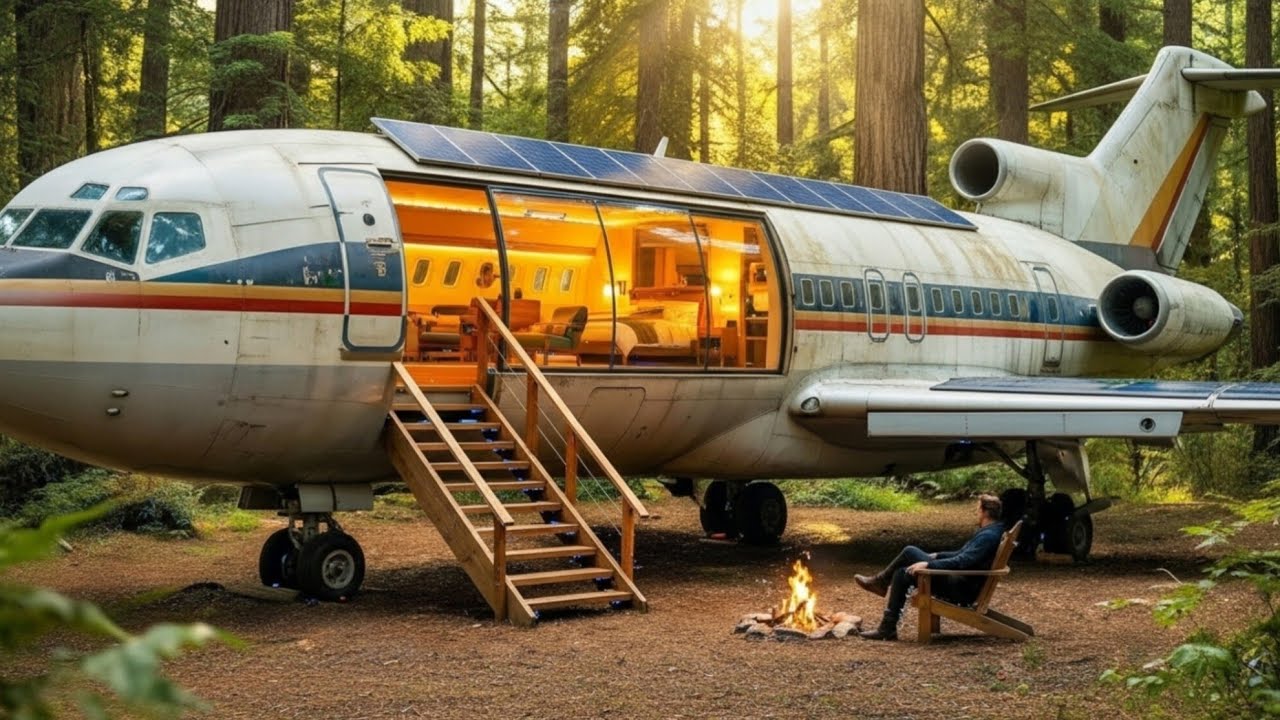 I Turned an Abandoned Airplane into a Stunning Off-Grid Home | Silent Solo Build