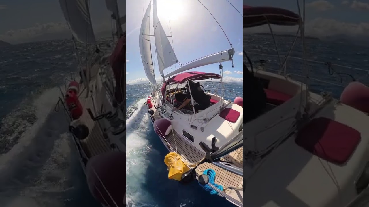 ⁣Some Ionian Sea sailing. When there is too much wind. #gonesailing #sail #najad380  #sailinglife