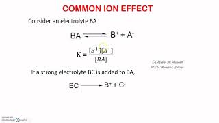 Common ion effect and solubility product
