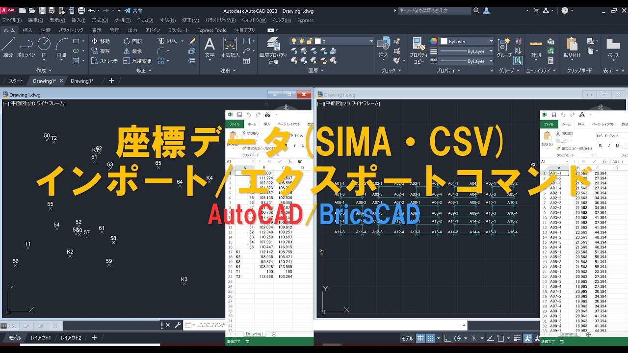 座標データ(SIMA・APA・CSV)インポート/エクスポートコマンド AutoCAD/BricsCAD/IJCAD