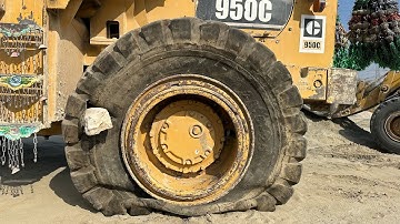 Caterpillar Loader Tire Burst on Site | Big Stone Inside Tire | Unbelievable Repair