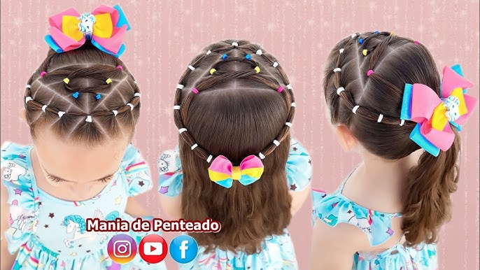 Mania de Penteado - Penteado Infantil Semi Preso para Natal e Ano Novo.💫🌹  Christmas Hairstyle with Rubber Band for Girls.💫🌹 Link para o vídeo com  passo à passo:👇🏼👇🏼 Link to video with