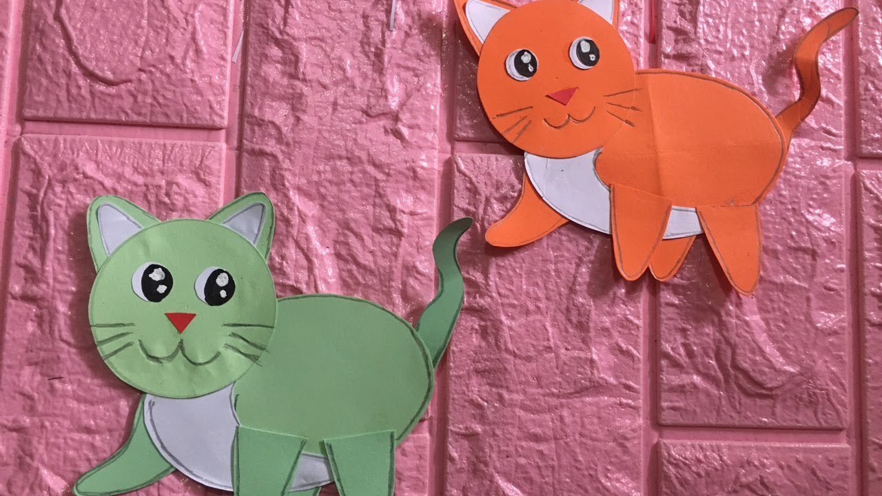 hướng dẫn cắt con mèo bằng giấy màu đẹp và dễ thương vô cùng - YouTube