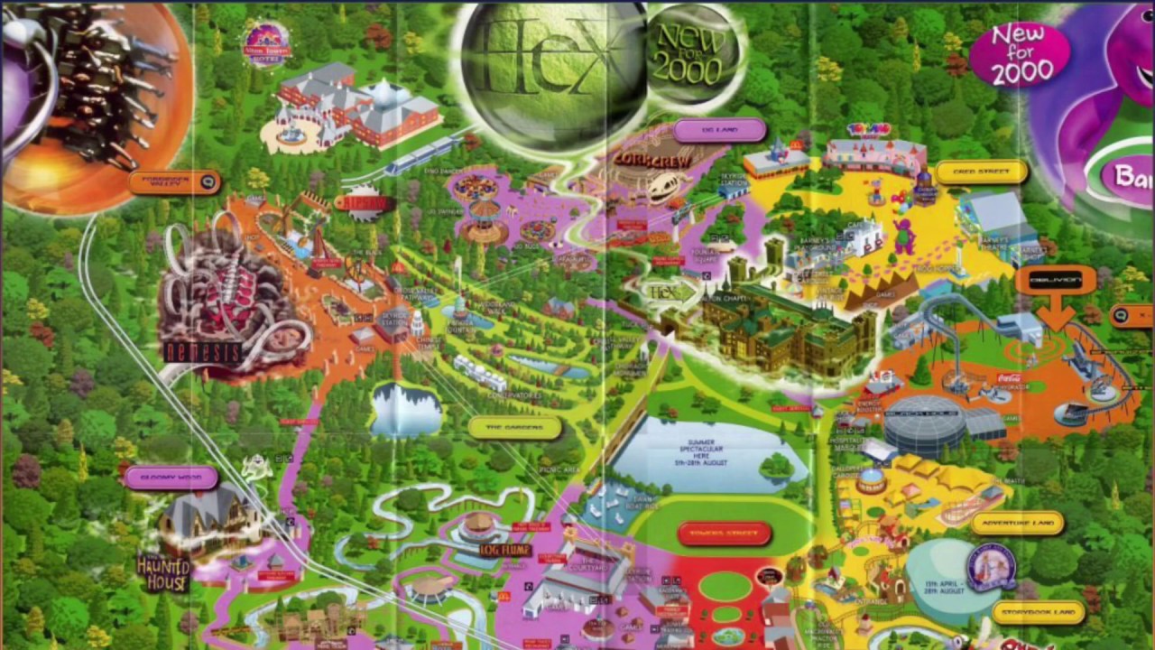 Alton Towers Resort Theme Park Maps 2000-2019