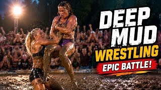 😱 Deep Mud Wrestling Battle Between Powerful Women 🔥 Crazy Arena Fight & Massive Crowd 🌍