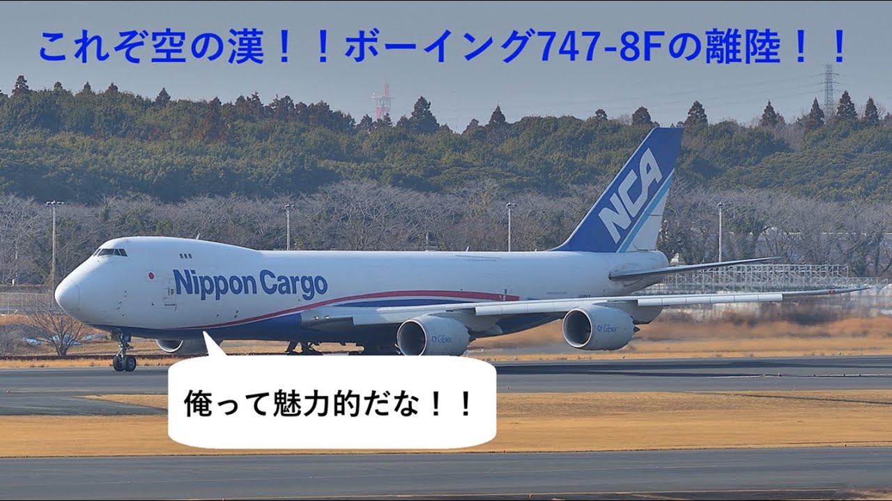 ボーイング747-8F　日本貨物航空のジャンボジェットが成田空港を離陸！！　（Nippon Cargo Airlines of Boeing747-8F the take off.）