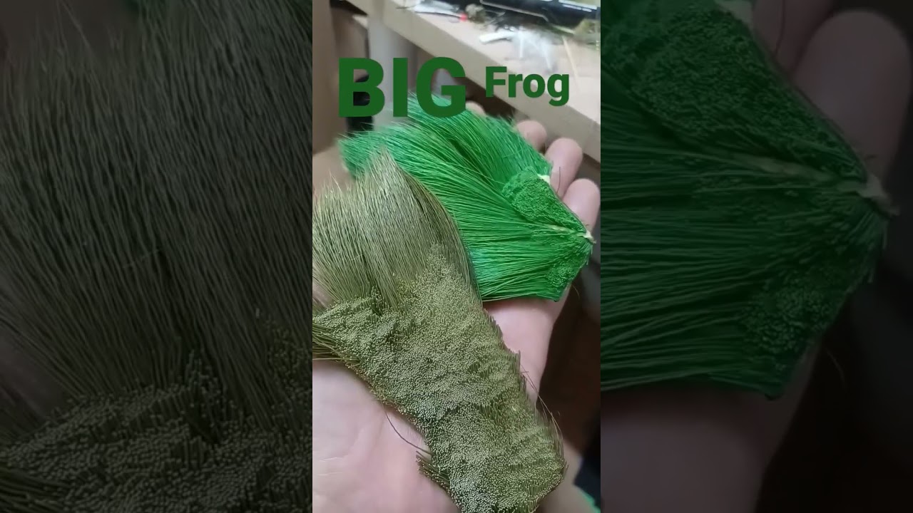 big deer hair popping frog with double mono weed guard 