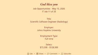 Daily IT Jobs Opportunities 2026-05-15