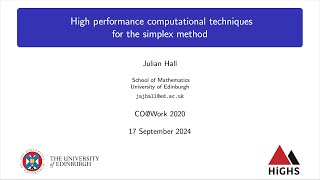 High Performance Computational Techniques for the Simplex Method