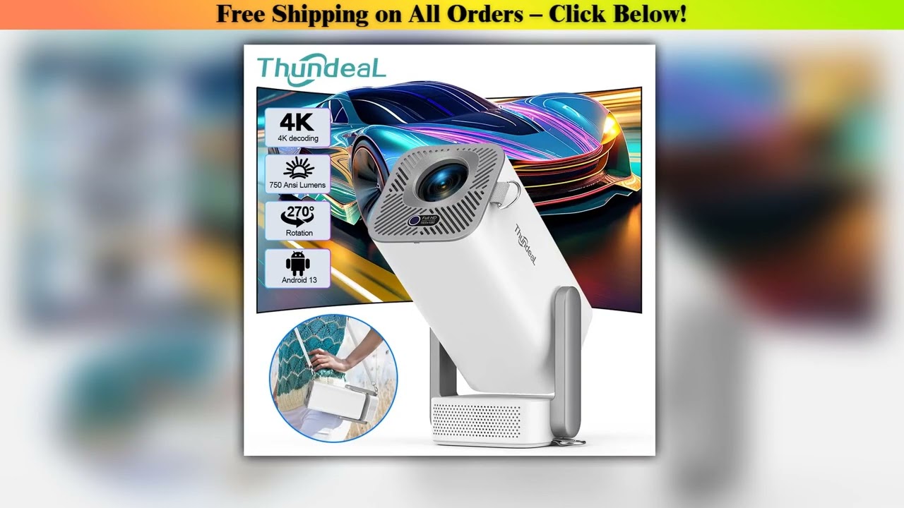 ThundeaL New TD80Pro 4K Full HD Android Projector 750 Ansi Home Theater TD80 Pro Video Portable