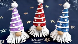 Funny gnomes from glitter foamiran. Original decorations for the tree