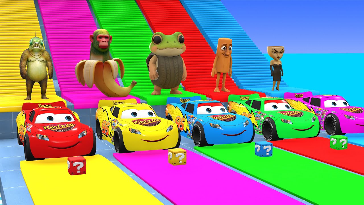 Long Slide Game With Cow Elephant Gorilla Hippopotamus Tiger 3d Animal Game Funny 3d Animals