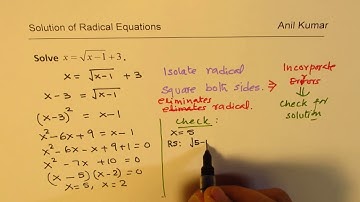 How to Solve Radical Equations and Check Extraneous Roots - EDEXCEL - GCSE - SAT