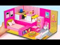 DIY Miniature House #3 | PINK & YELLOW Bedroom and Bathroom, Kitchen, Living Room from Cardboard