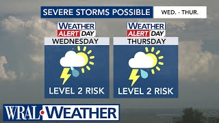 WRAL Weather Alert Day: Calm morning ahead of level 2 risk for severe storms Wednesday evening screenshot 4