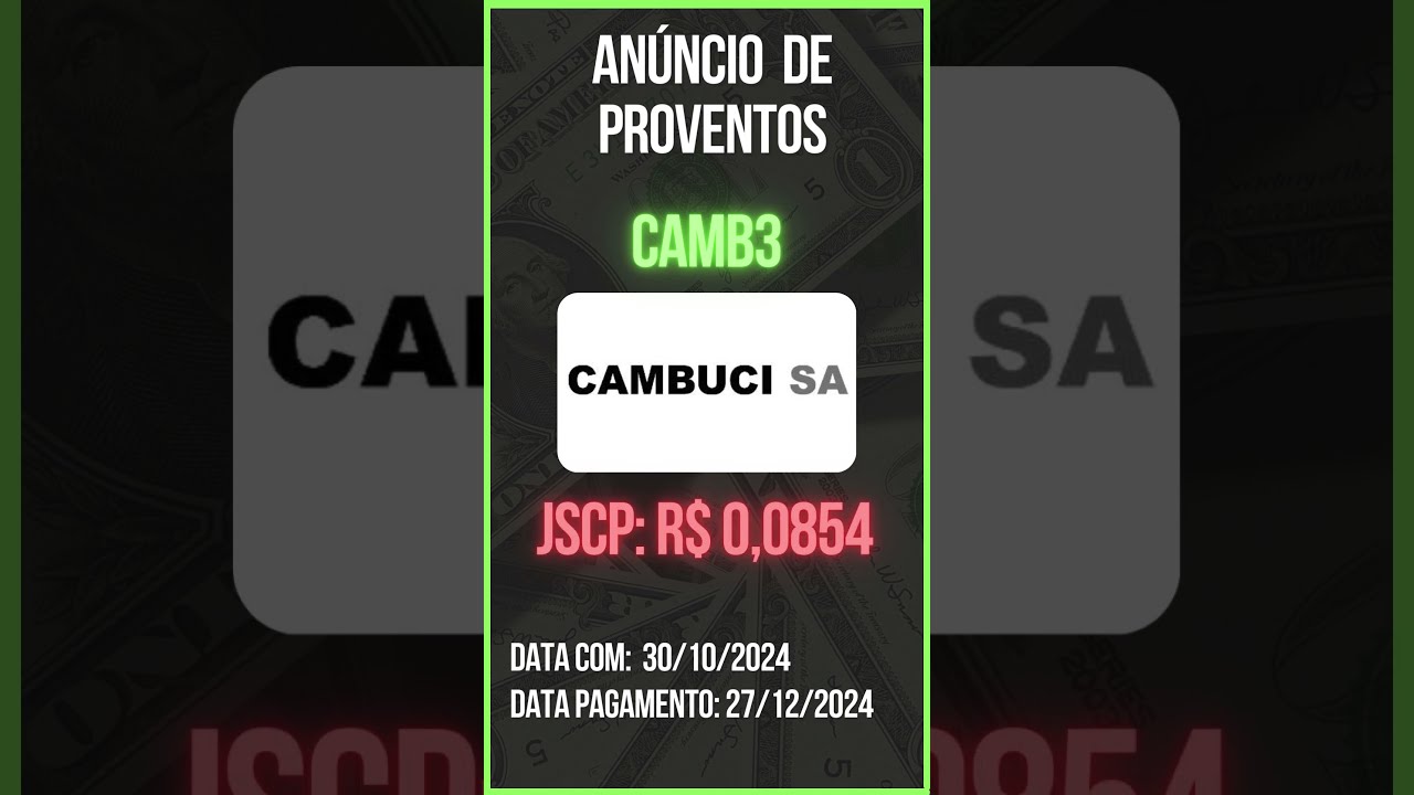 Anúncio de Proventos - CAMB3 - CAMBUCI