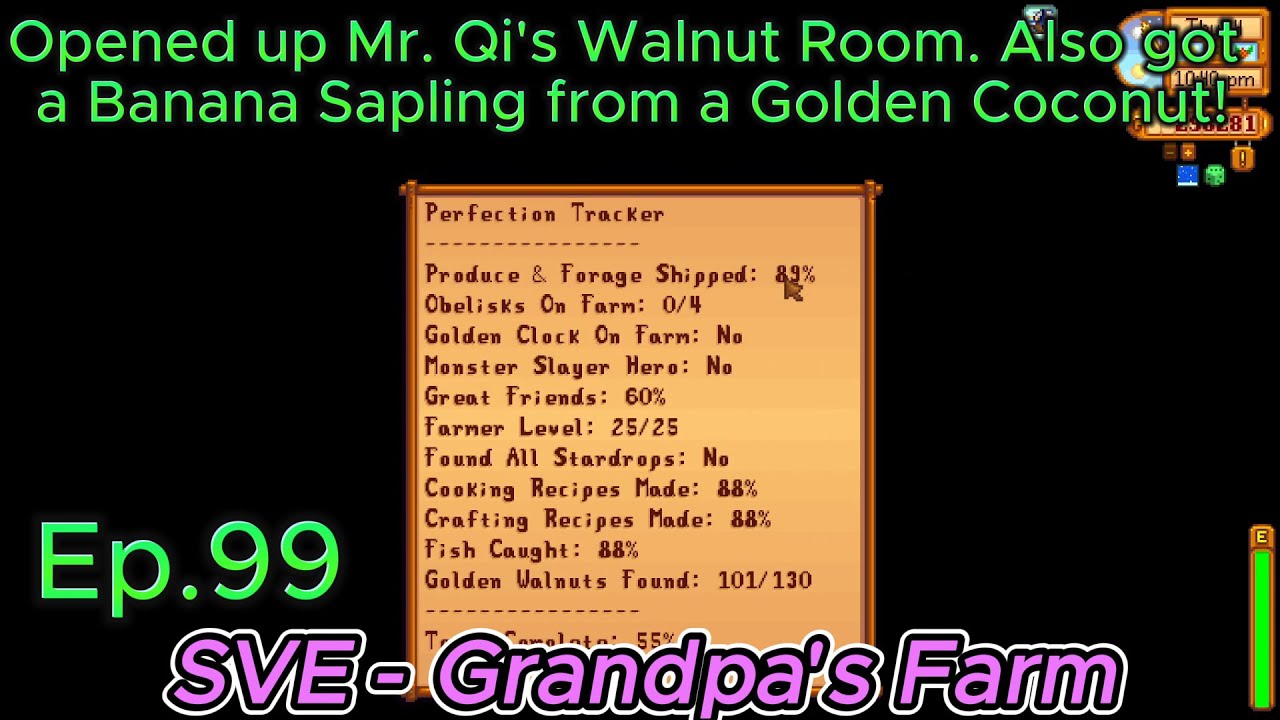 Stardew Valley Ex Ep99 Opened up Mr. Qi's Walnut Room. Got a Banana