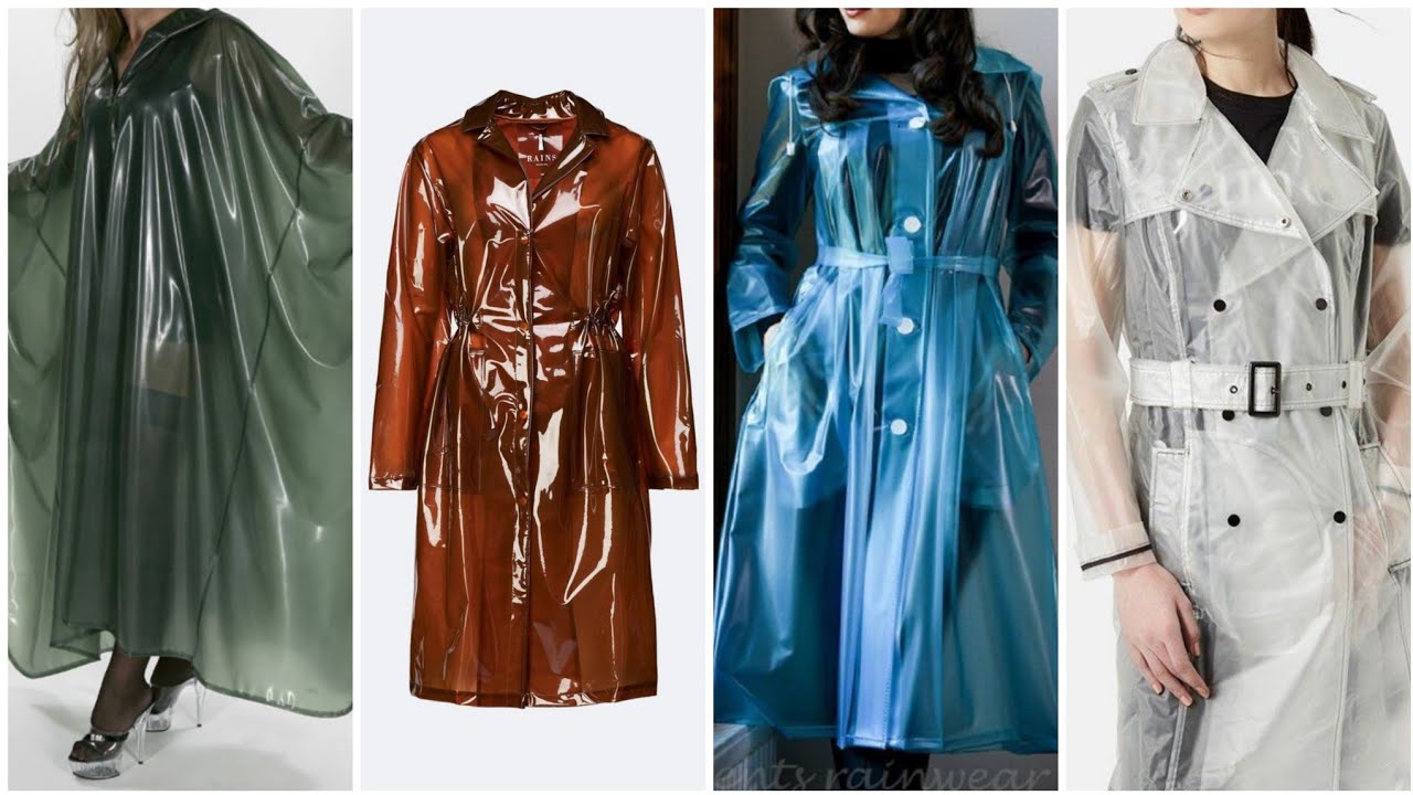 newest version of woman stylish latex transparent coats design - YouTube