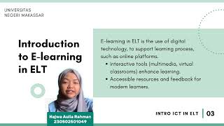 ICT in ELT_GROUP D4  E-LEARNING INTEGRATION FOR ELT