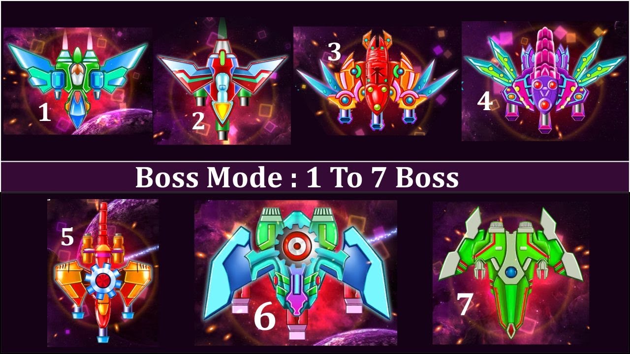 Galaxy Attack: Alien Shooter | New Boss Mode | 1 to 7 Boss Walkthrough ...