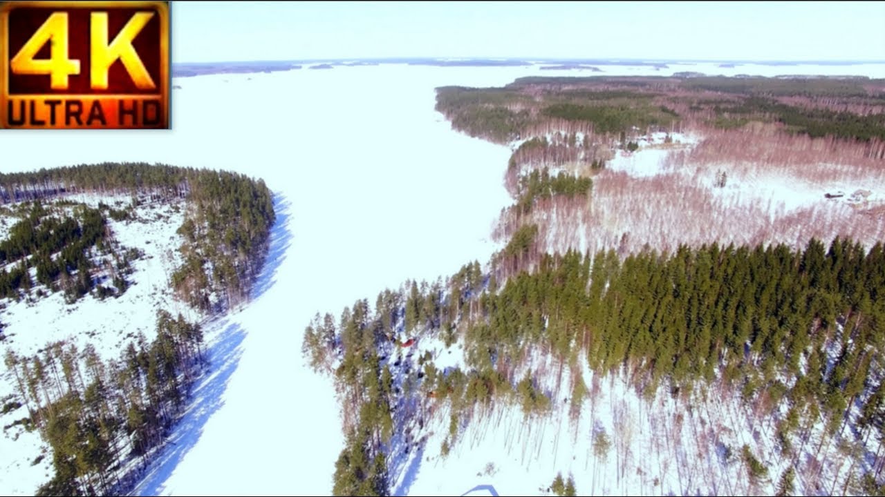 Enanniemi 4K Finland Winter landscape  -  Suomi ilmasta talvimaisema