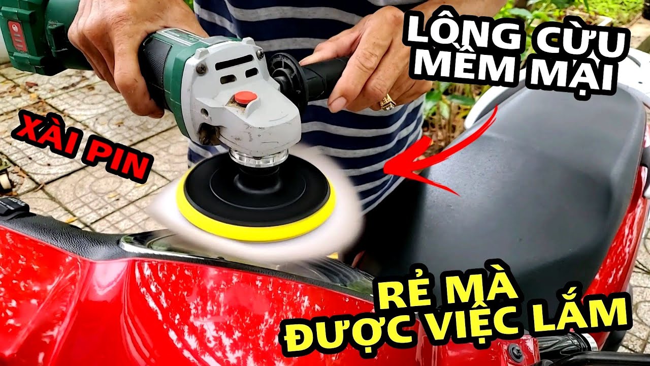 Bánh lông cừu đánh bóng xóa xước lắp cho máy mài cầm... - youtube