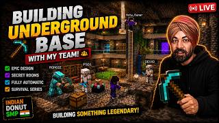 Minecraft Underground Base LIVE 😱 | Building With My Team | Indian Donut SMP #minecraft #manjithub