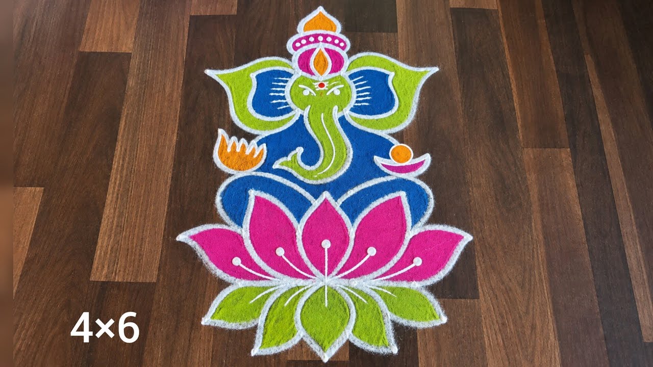4×6 dots Vinayagar chathurti 🌷🌷 special kolam. Ganesha chavithi rangoli. Vinayagar chavuthi Muggulu